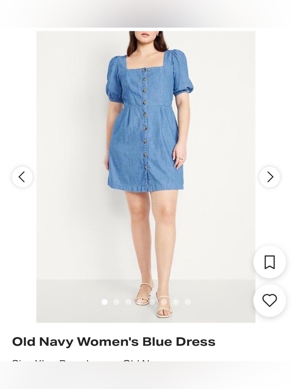 Old Navy Light Blue Denim Square-Neck Button Mini Dress